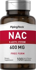 NAC Supplement N-Acetyl Cysteine 600mg | 100 Count | Free Form | by Piping Rock