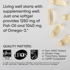 Triple Strength Omega-3 Fish Oil Burpless EPA DHA 90 Softgels