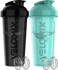 Protein Shaker Bottle 28oz 2 Pack Leak Proof Wire Whisk Gym BPA Free, Well Mixed