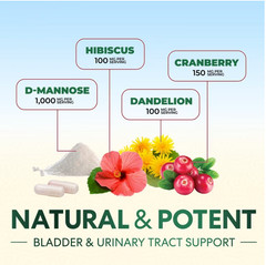 D-Mannose 1350mg with Cranberry Extra Strength Natural Urinary Health Support