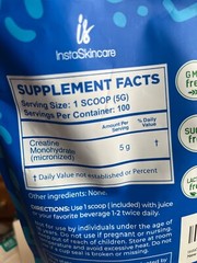 InstaSkincare Micronized Creatine Monohydrate Powder Unflavored No Sugar Kosher