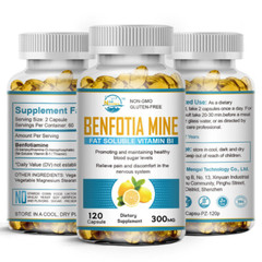 Benfotiamine 300mg Veg Capsules Fat Soluble Thiamine Vit B1 NON-GMO, Gluten Free