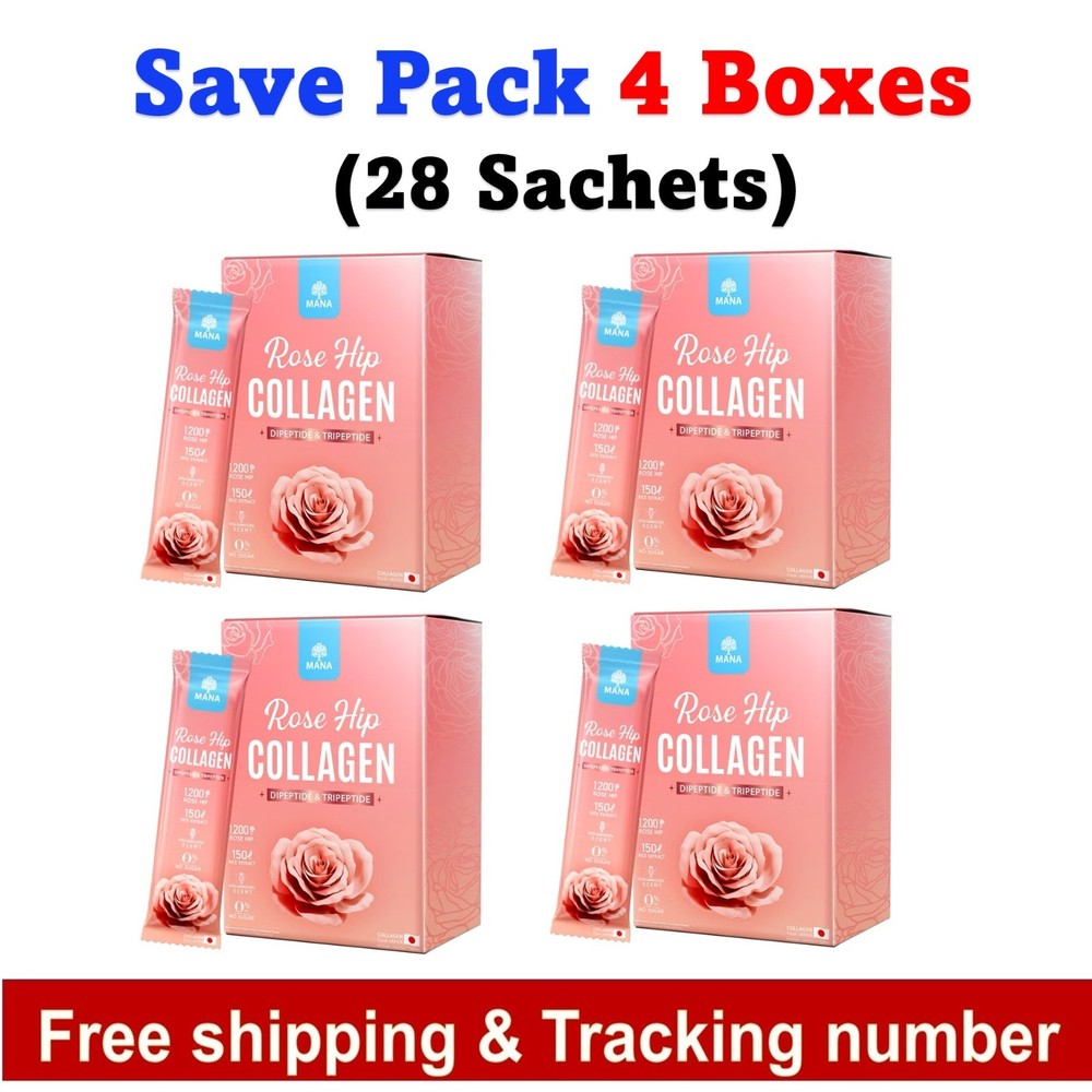4 Boxes Mana Rose Hip Collagen Reduce Dark Circles Bright Aura Skin Anit-Oxidant