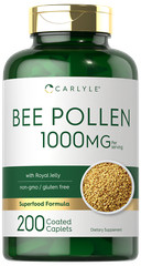 Bee Pollen 1000mg | 200 Caplets | With Royal Jelly and Bee Propolis | by Carlyle