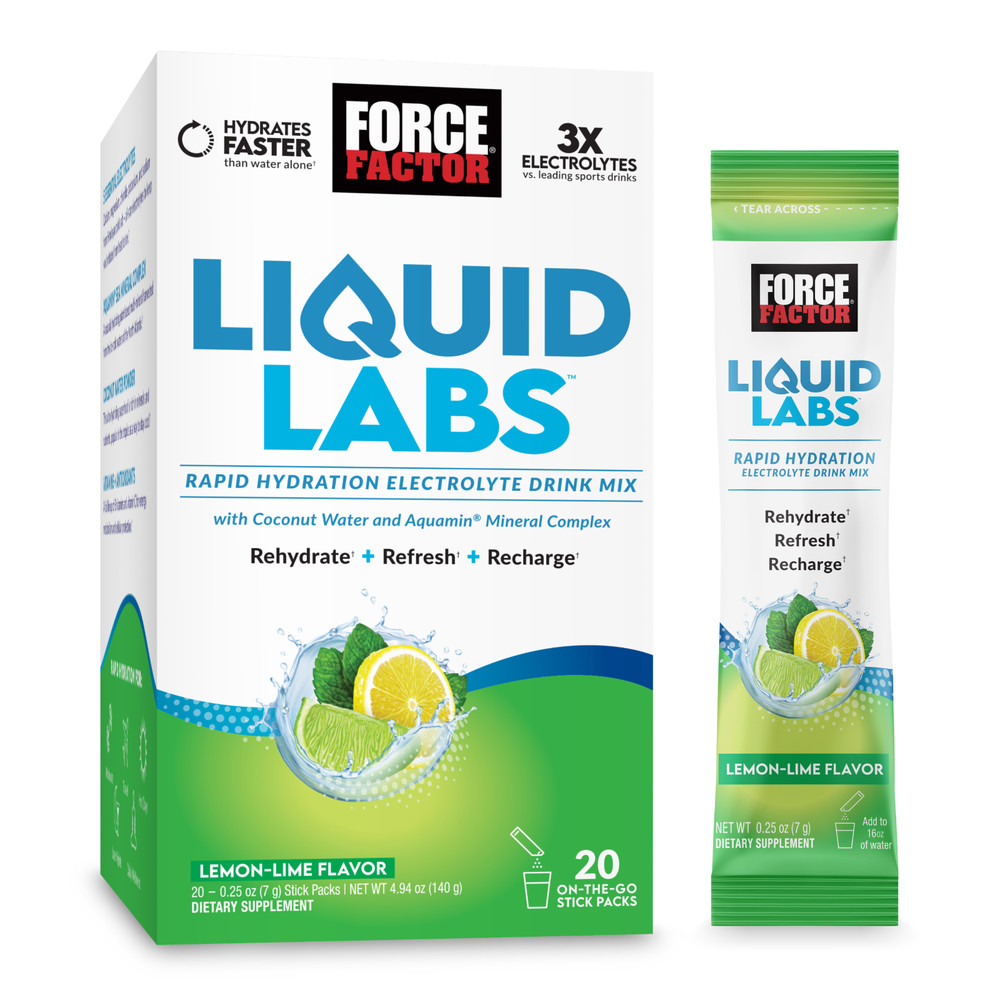 Force Factor Liquid Labs Electrolytes Powder, Hydration Packets – Lemon Lime