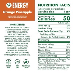 Refresh with Energy Orange Pineapple Drink – 12 Cans, 8 Fl Oz Each, Gluten Free