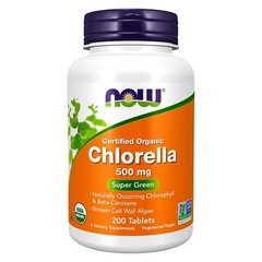 3 x NOW Chlorella 500 mg 200 Tabs USDA Certified Organic Green Superfood