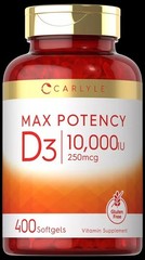 Vitamin D3 10000 IU 400 Softgels | Value Size | Max Potency | by Carlyle