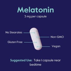 Melatonin 3mg (240 Vegetarian Capsules)-Easy to swallow capsule-Vegan