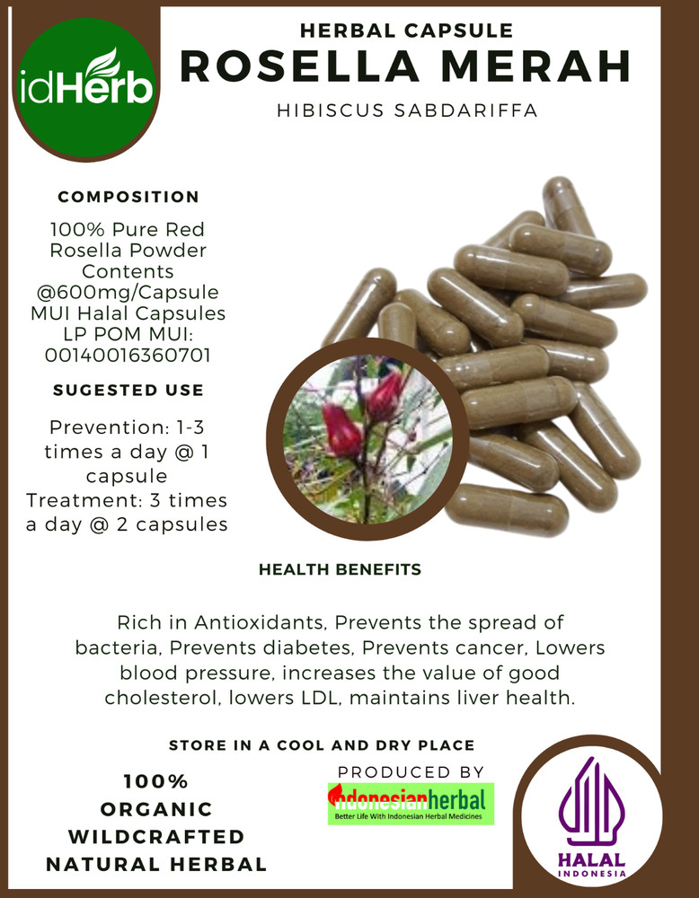[idHerb] 100-800 Capsules Roselle Red Sorrel Hibiscus Sabdariffa WildCrafted