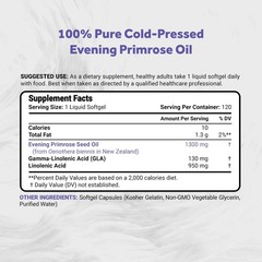 Evening Primrose Oil 1300mg – Non-GMO, Gluten Free, 120 Softgels, Natural Health