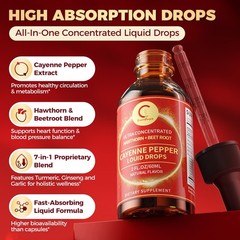 Cayenne Pepper Supplement Liquid Drops Metabolism & Support Weight Management
