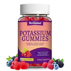 60 Count Raspberry Lemon Chewable Potassium Supplement 1000mg for Adults
