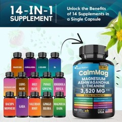 Cortisol Supplement Magnesium Glycinate 250mg Ashwagandha 150mg (3 Bottles Sa…