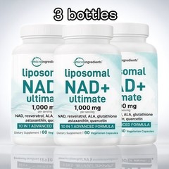 3PCS Liposomal NAD+ Ultimate 1,000mg 60 Veggie Capsules 10-in-1 with Resveratro