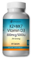 Vitamin K2 (800mcg) + Vitamin D3 (5000 IU) Capsules Super Strength..