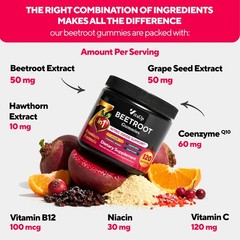 VitaUp Beet Root Gummies – Beetroot Supplement with CoQ10, Grape Seed, Vitami…