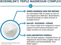 BioEmblem 2X Glycinate Triple Complex | 300mg Magnesium Magnesium 90 Capsules
