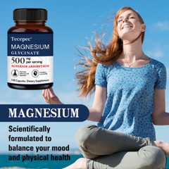 Magnesium Glycinate 500mg Supplement For Stress Calm Sleep Muscle 120 Pills