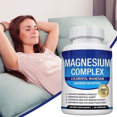 90 Count Magnesium Glycinate Complex Capsules, 1000mg Daily Mineral Wellness
