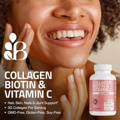 Collagen Peptides 3000mg (per Serving) with Biotin & Vitamin C – for Hair, Skin