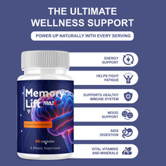 (5 Pack) Memory Lift Max Supplement, MemoryLift Nootropic Pills (300 Capsules)