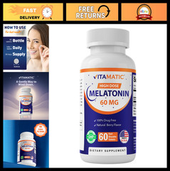 Melatonin 60mg Fast Dissolve Tablets – Vegan Berry Flavor, Non-GMO, Gluten-Free