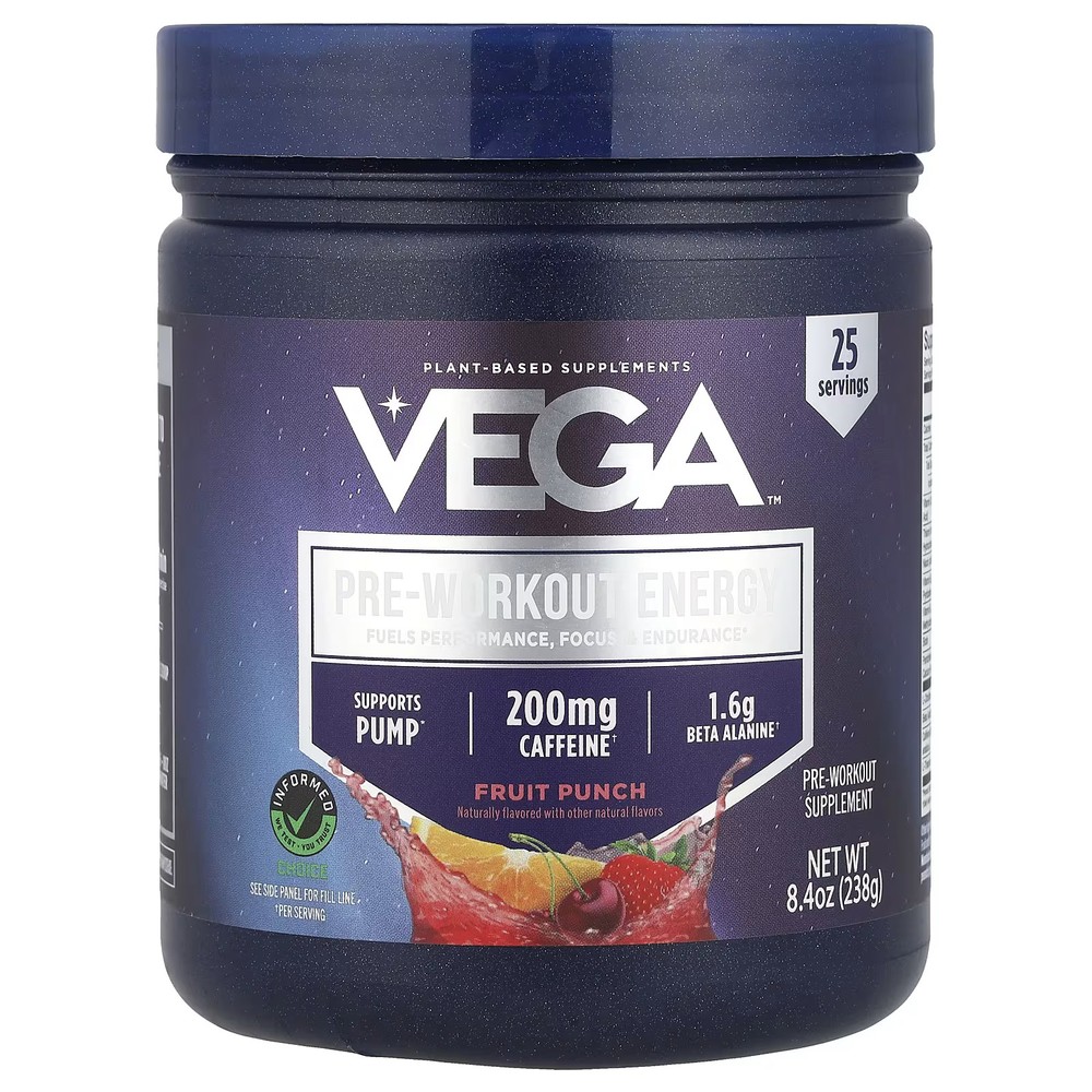 2 X Vega, Pre-Workout Energy, Fruit Punch, 8.4 oz (238 g)