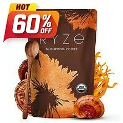 RYZE SUPERFOODS Organic Mushroom Coffee, 6 Adaptogenic Mushrooms | Energy, Focus