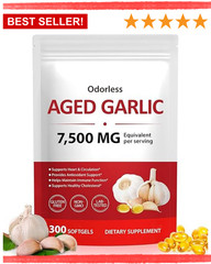 1 PACK Elare Aged Garlic Extract, 300 Softgels, 7500mg Odorless | Heart & Immune