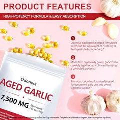 Aged Garlic Extract 7500mg 300 Count – Odorless Capsules Heart Immune Support