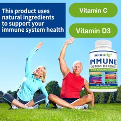 Immune System Defense Support Supplements Vitamin C D3 Quercetin Turmeric US
