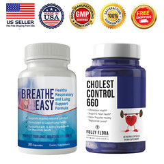 Breathe Easy Respiratory Support 60 Capsules & Cholesterol 660 Heart Supplement
