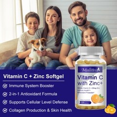 Vitamin C 360mg with Zinc 15mg – Immune & Antioxidant Support, 120 Softgels