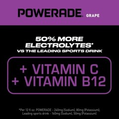 POWERADE Electrolyte Enhanced Grape Sport Drink, 20 fl oz, 8 Count Bottles