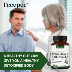 Organic Spirulina Chlorella Capsules Plant Vitamins Powerful Antioxidants