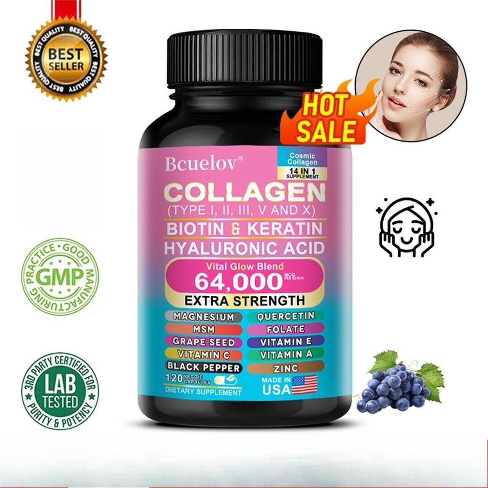 Biotin Keratin Supplement Collagen That Helps Hair Skin Nails Grow 120 Pills