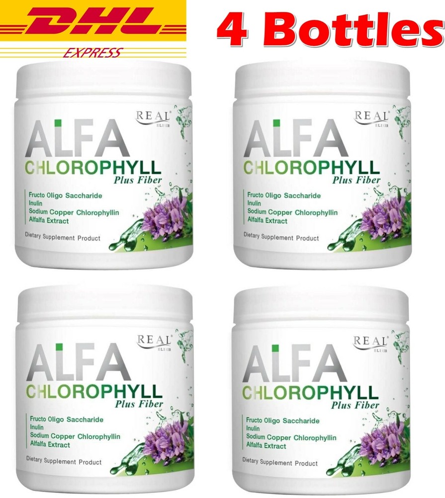 4 X Real Elixir Alfa Chlorophyll Plus 100% Natural Fiber Rich Vitamins