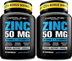 2 Pack Zinc 50mg 60pc Supplement for Immunity, Skin Health, Vision, and Energy