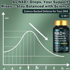 NAD+ Supplement for Anti-Aging Energy Focus & Nicotinamide Riboside Resveratrol
