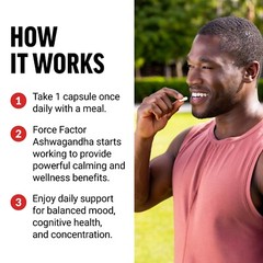 Force Factor Ashwagandha Supplements Made w/ 600mg Vegan Ashwagandha Powder 60ct