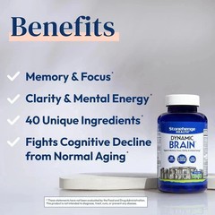 Dynamic Brain Supplement 60 Capsules–Memory Focus Clarity-Pack of 3