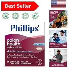 Probiotic Capsules by Phillips – 3 Billion CFUs, 90 Count, Dairy & Gluten-Free