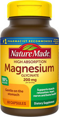 Magnesium Glycinate 200mg – Muscle, Heart, Nerve, Bone Support – 60 Capsules
