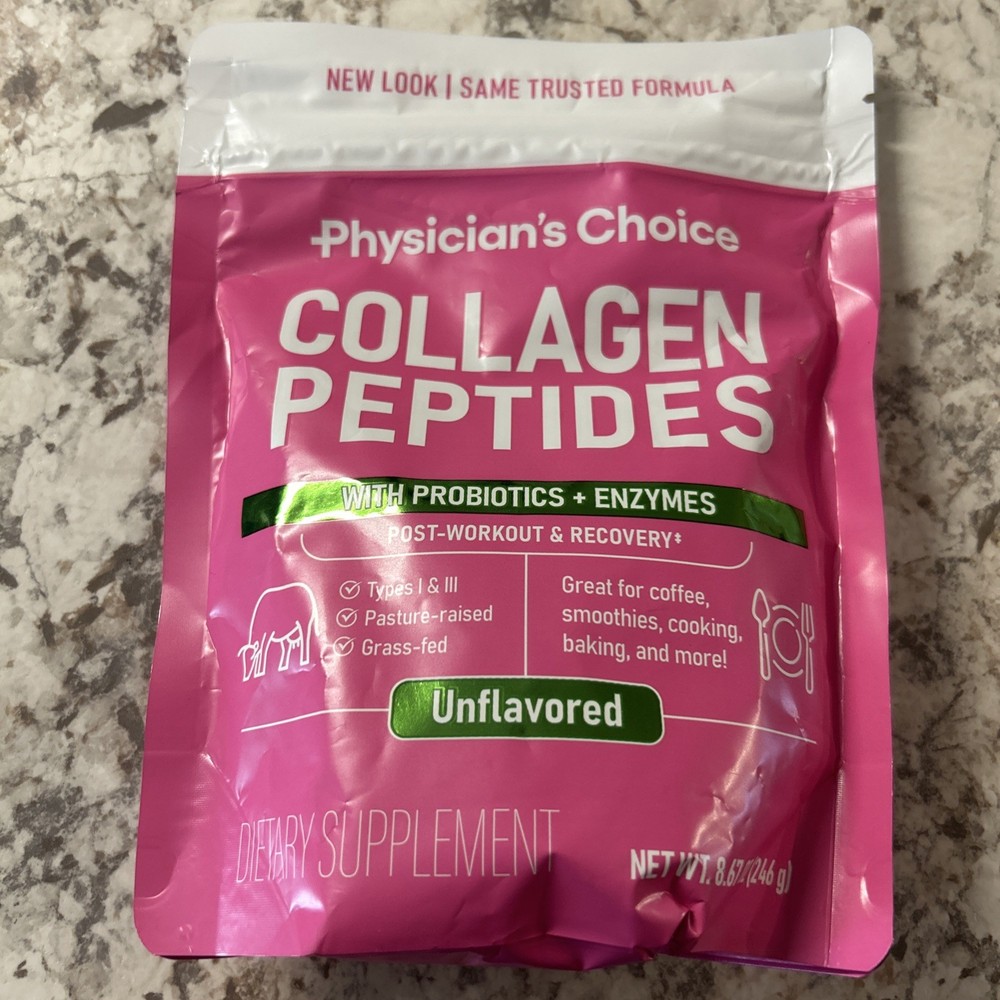 Physicians Choice COLLAGEN PEPTIDES 8.67oz Powder UNFLAVORED probiotics 02/2026