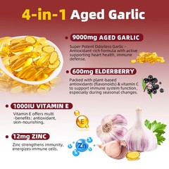Aged Garlic Extract – 2 Years Odorless 4-in-1 Fermented Garlic Supplements wi…