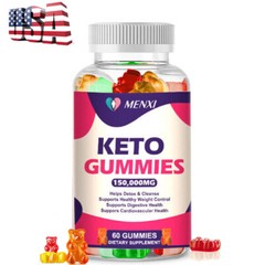 150,000MG Keto Slimming Gummies Apple Cider Vinegar ACV Weight Loss 60 Gummy US