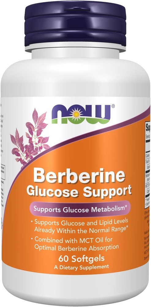 Now Supplemnets, Berberine Glucose Support MCT Oil, 60 Softgels EXP 10/27