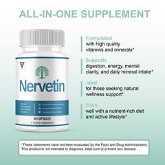 (2 Pack) Nervetin Nootropic Supplement, Nervetin Maximum Strength (120 Capsules)