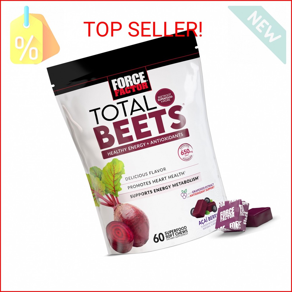 Force Factor Total Beets Soft Chews with Beetroot, Nitrates, L-Citrulline, Grape